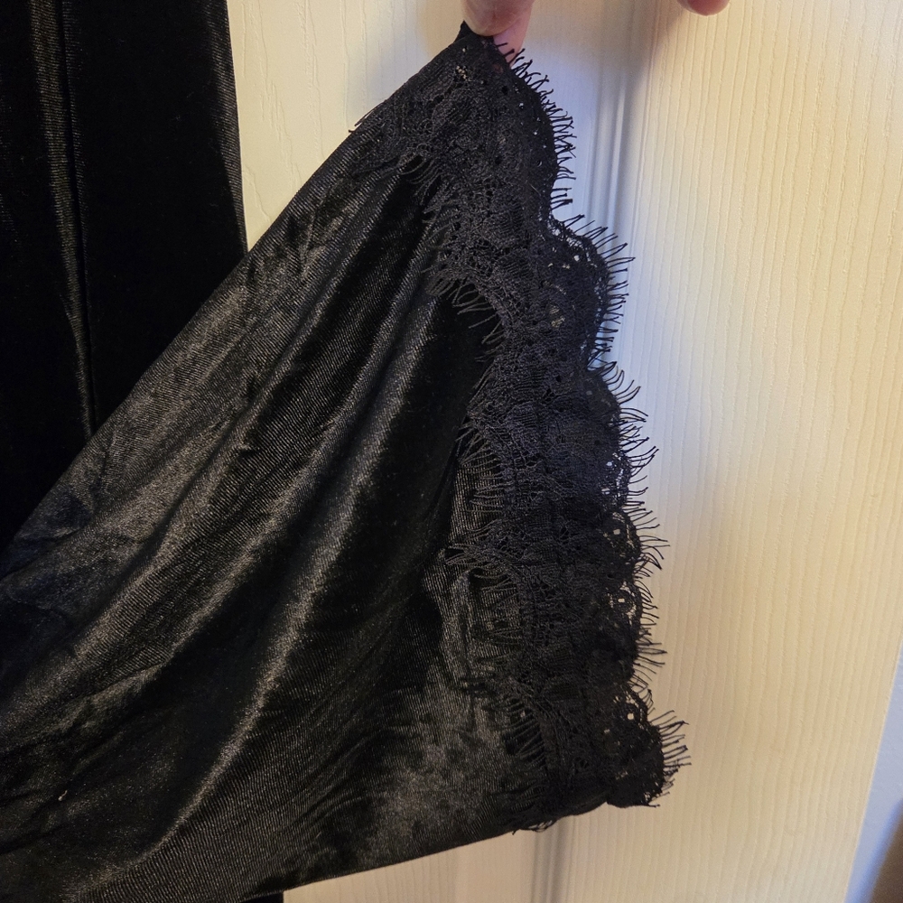 Boston Proper Wide Leg Velvet Pants With Lace Trim Size Small - Picture 6 of 10
